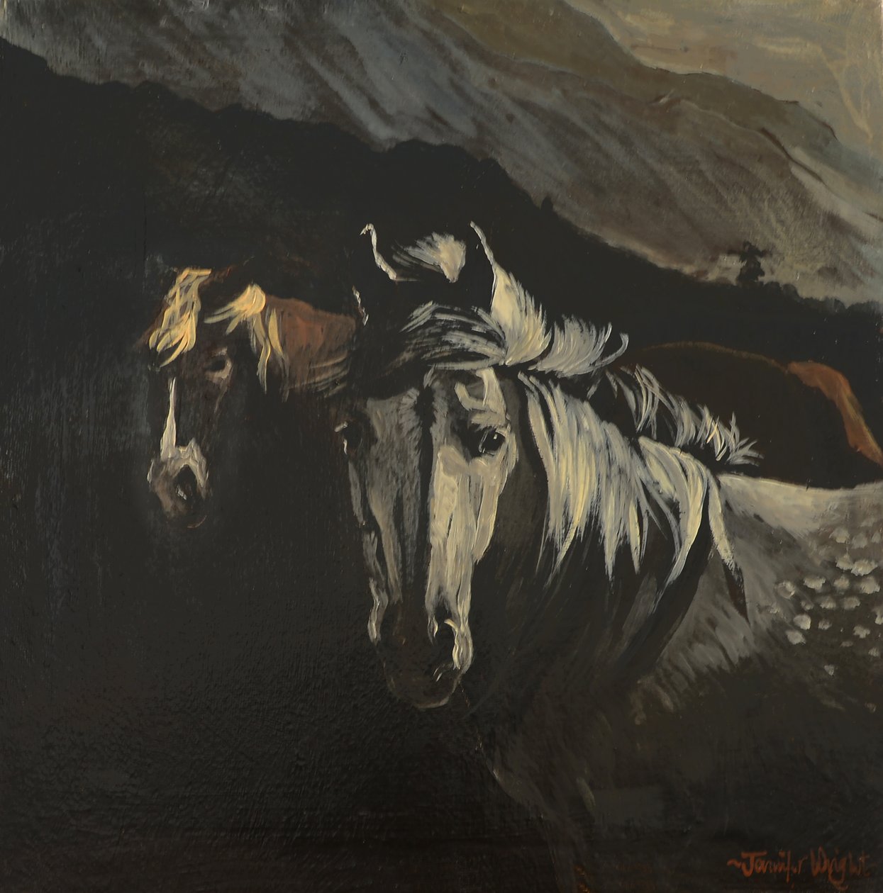 Hegyi pónik (olaj, vászon) alkotó: Jennifer Wright