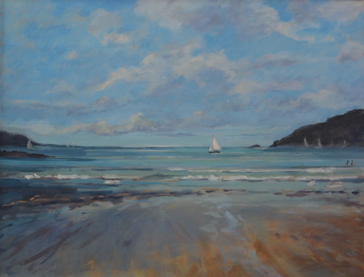 Northsands Salcombe , vitorlázás . olaj, vászon, 2016 alkotó: Jennifer Wright