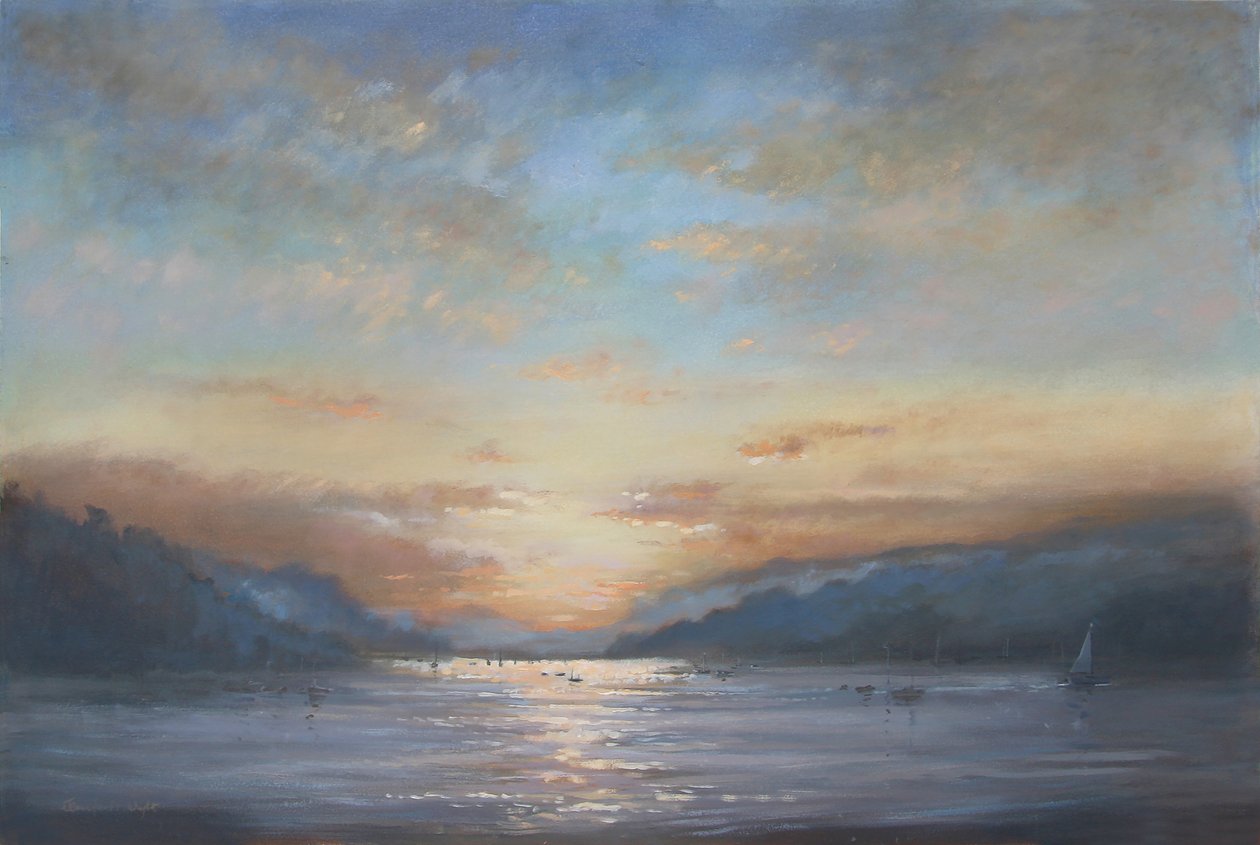 Salcombe Dawn (olaj, vászon) alkotó: Jennifer Wright