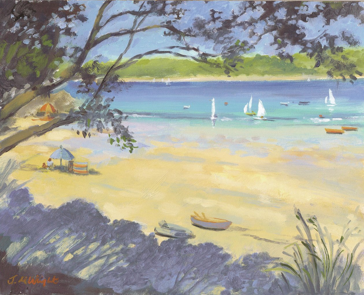 Salcombe Southsands Beach (olaj, vászon) alkotó: Jennifer Wright