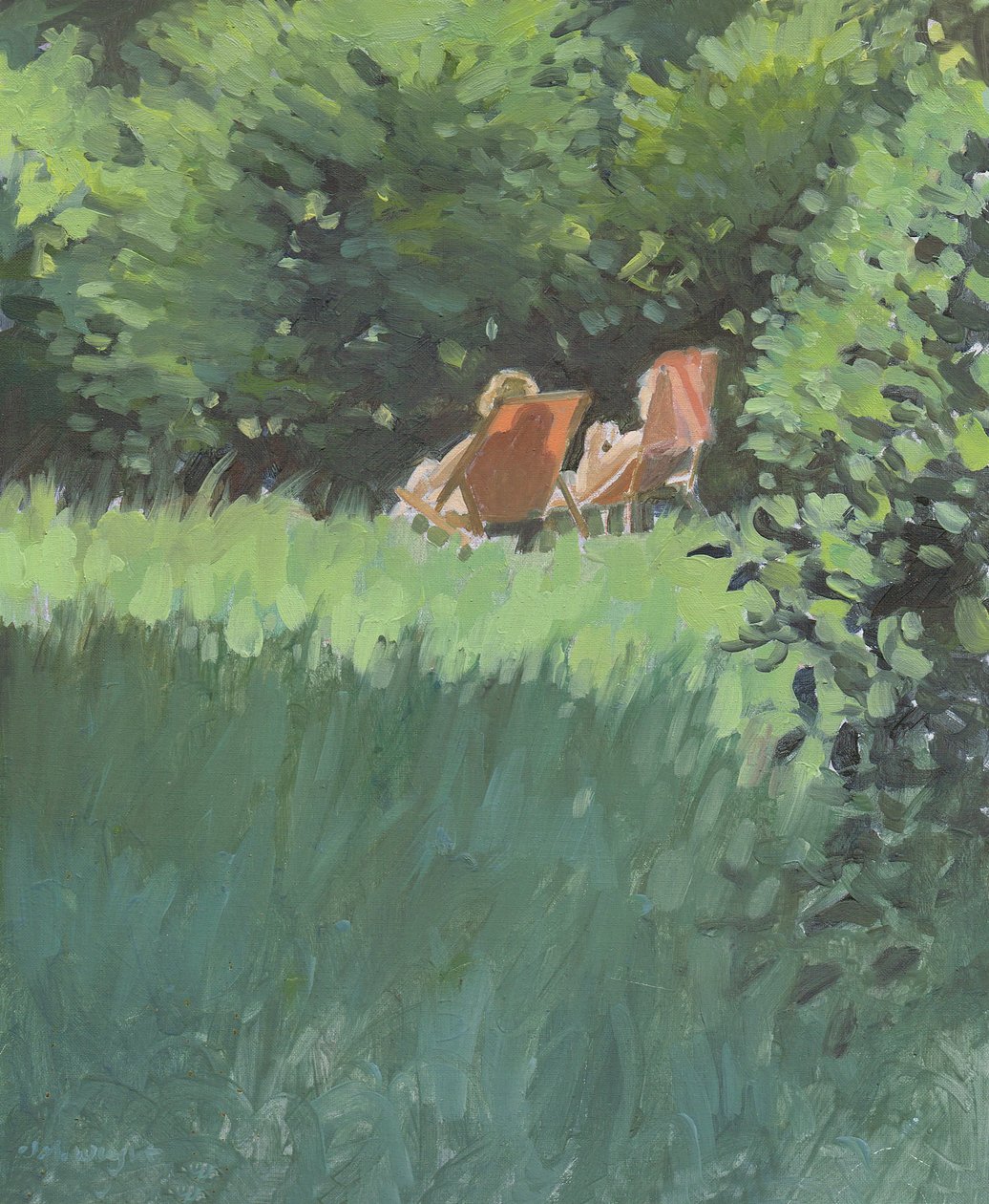 Two Ladies Relaxing In Sun (olaj, vászon) alkotó: Jennifer Wright