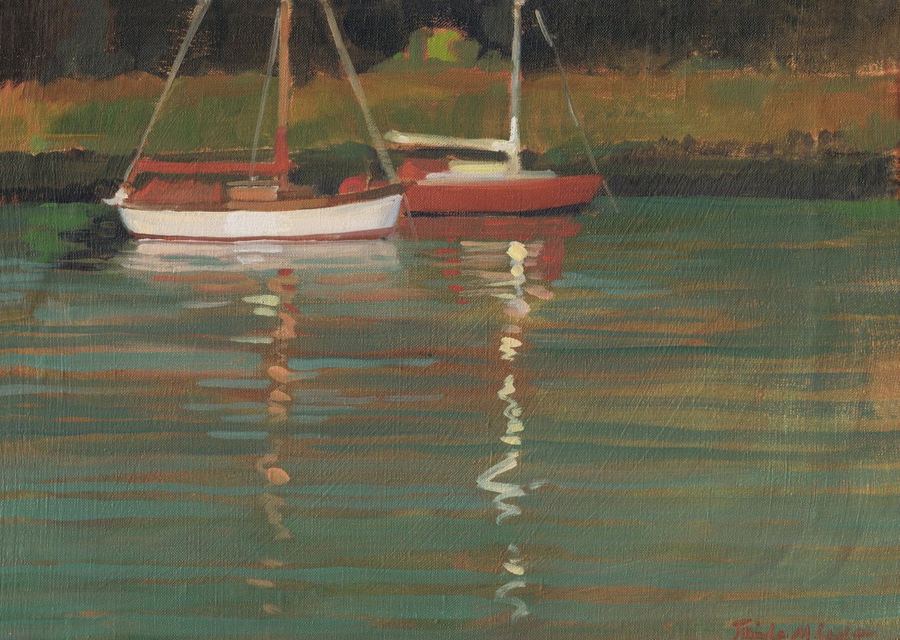 Yacht Reflections (olaj, vászon) alkotó: Jennifer Wright