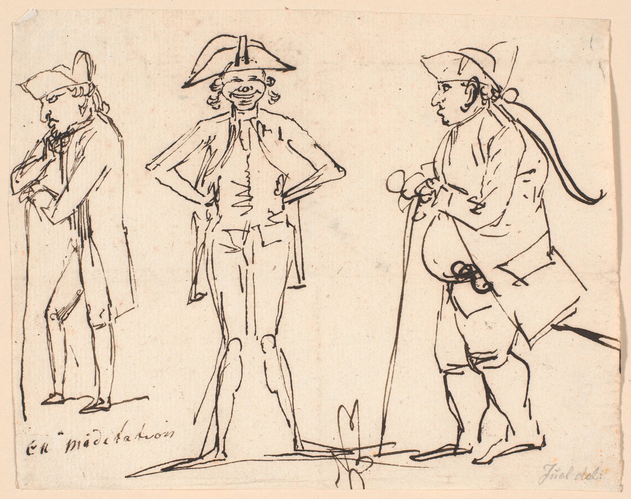 Elmélkedés. Clemens, Juel és Charles Bonnet karikatúrái alkotó: Jens Juel