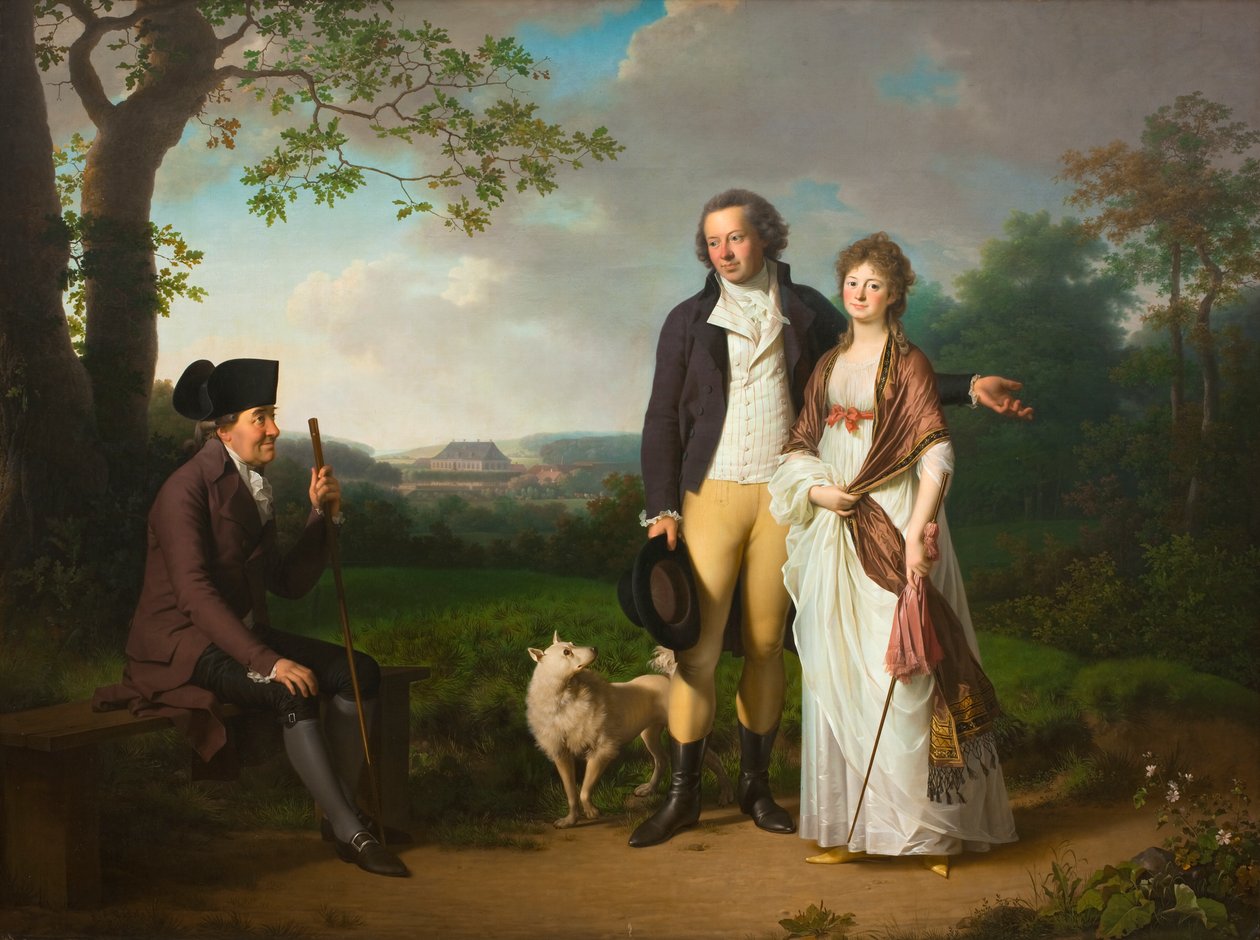 Niels Ryberg fiával, Johan Christiannal és menyével, Engelke-vel, szül. Falbe alkotó: Jens Juel