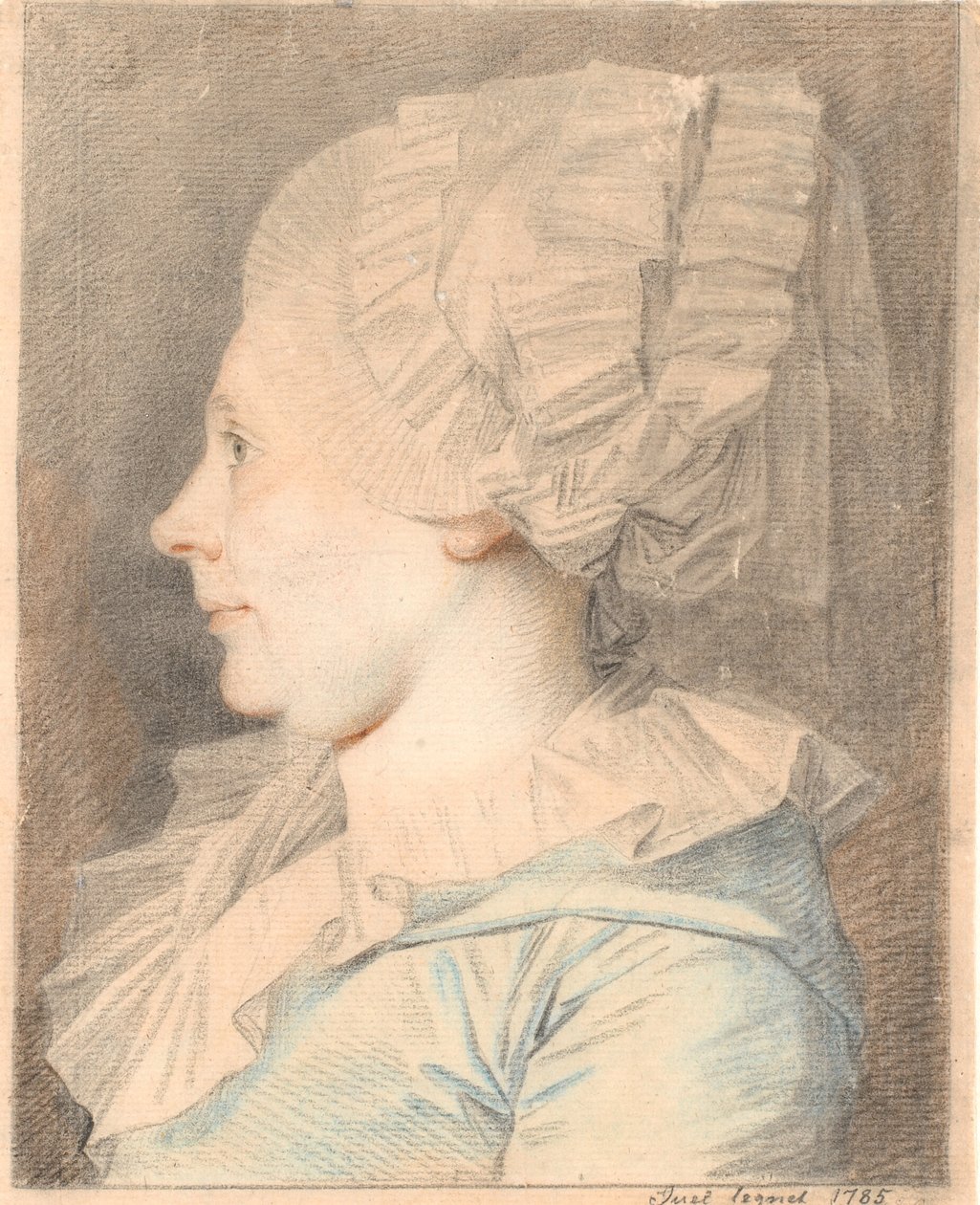 Anne Cathrine Maaløe (született Basse) portréja. Profil balra alkotó: Jens Juel