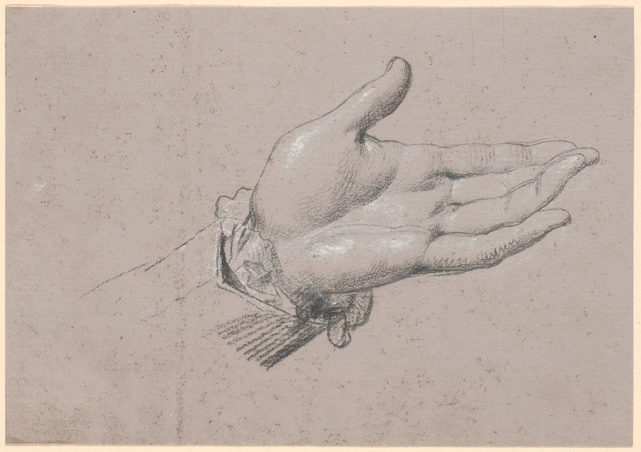 Egy bal kéz tanulmányozása, hatodik Frederik koronahercegként készült teljes alakos portréjában 1786-ból Amalienborgban alkotó: Jens Juel