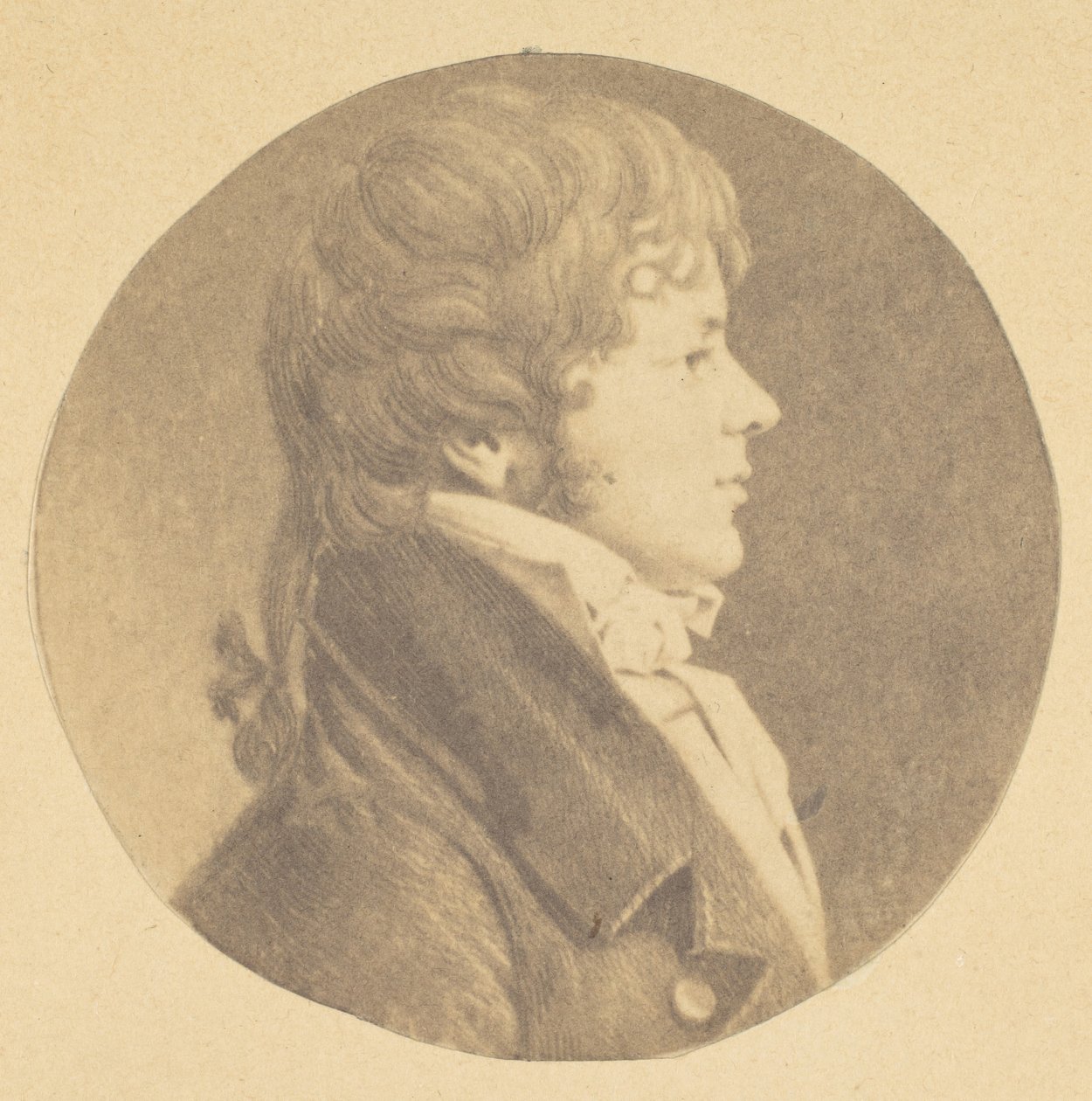 Fiatal férfi mezzotint-portréja profilban, a St. Memin portrégyűjteményből, 1862. alkotó: Jeremiah Gurney