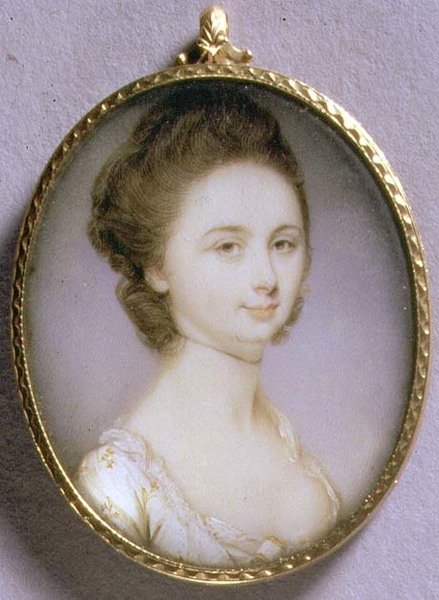 Egy fehér ruhás hölgy portré miniatűrje, 1780-85 körül (akvarell, elefántcsont) alkotó: Jeremiah Meyer