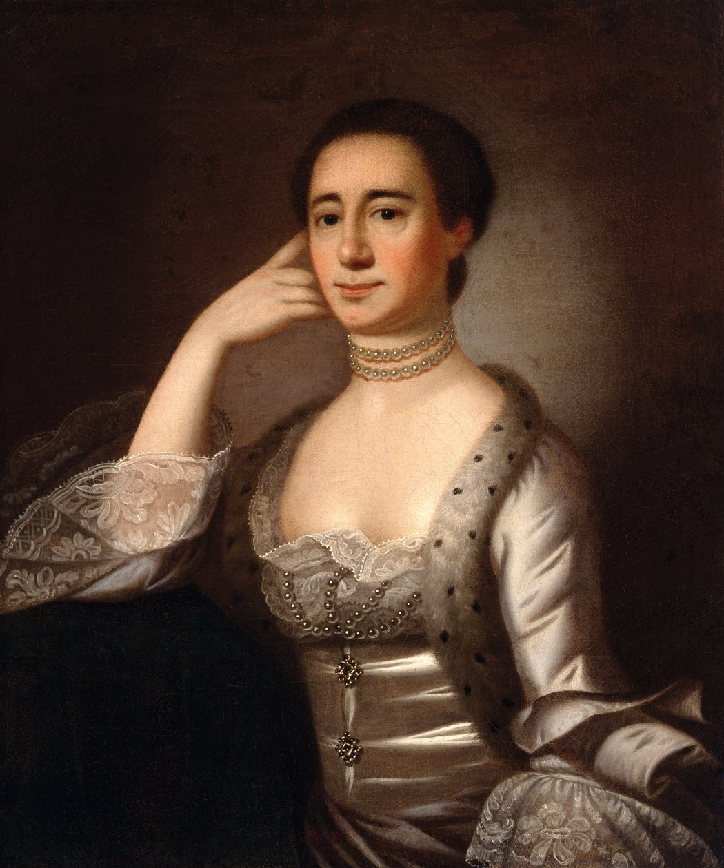 Mrs. John Champneys portréja, 1763 körül alkotó: Jeremiah Theus