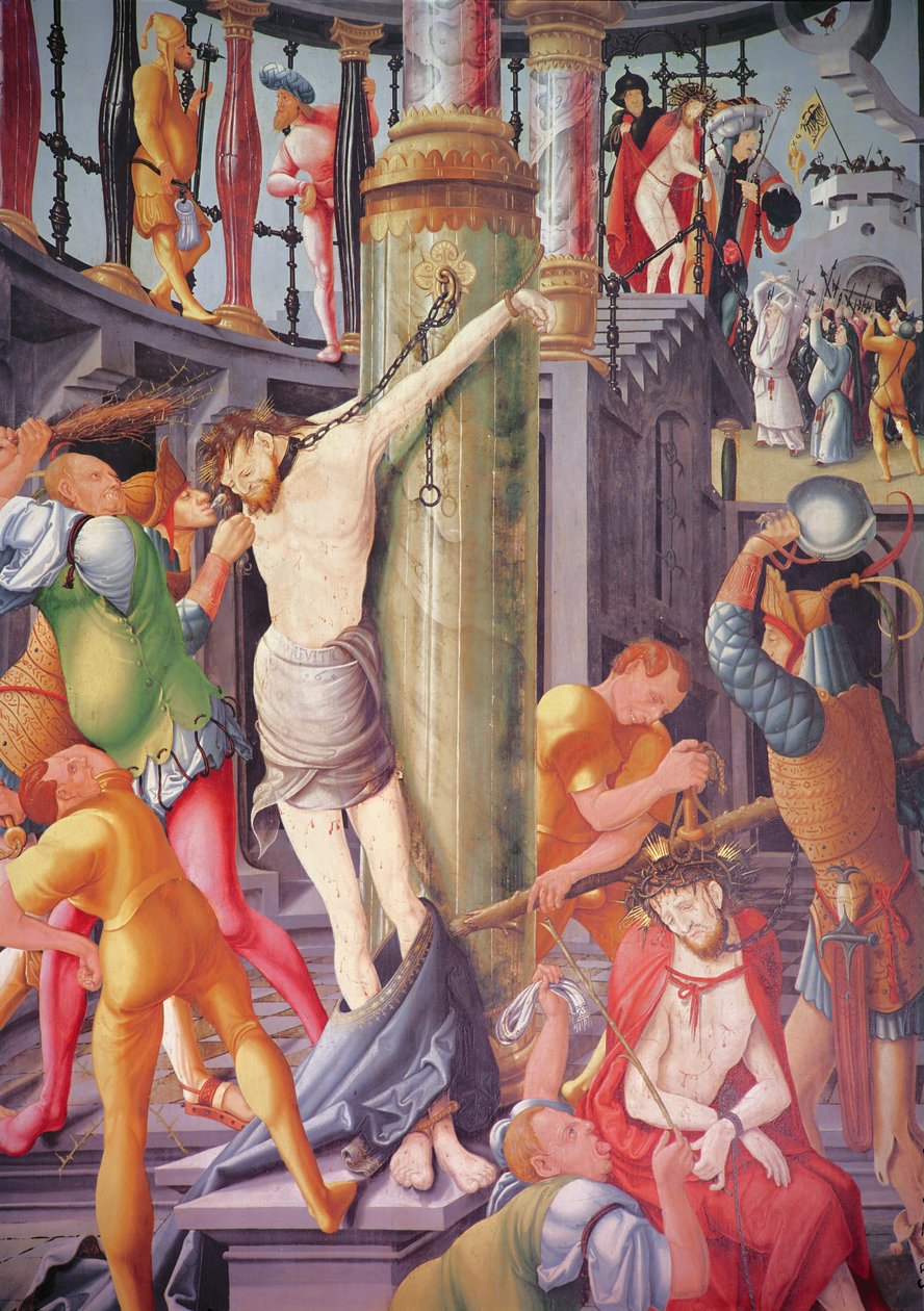 Krisztus kigúnyolása, a Herrenberg-oltárképről, 1521 alkotó: Jerg Ratgeb