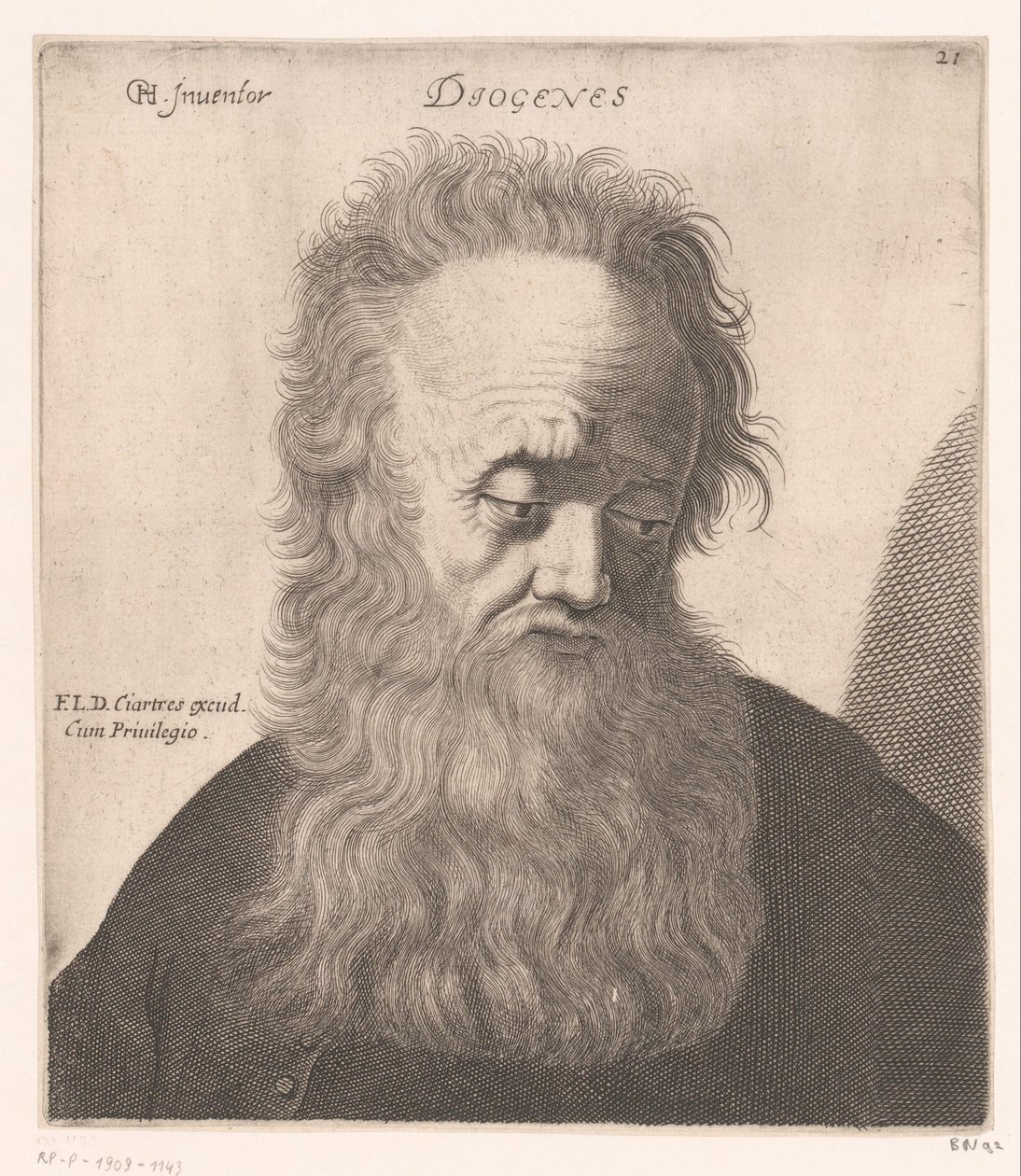 Szinopi Diogenész portréja Diogenes (cím az objektumon) Filozófusok és királyok mellszobra (sorozat címe) alkotó: Jerôme David (attributed to)