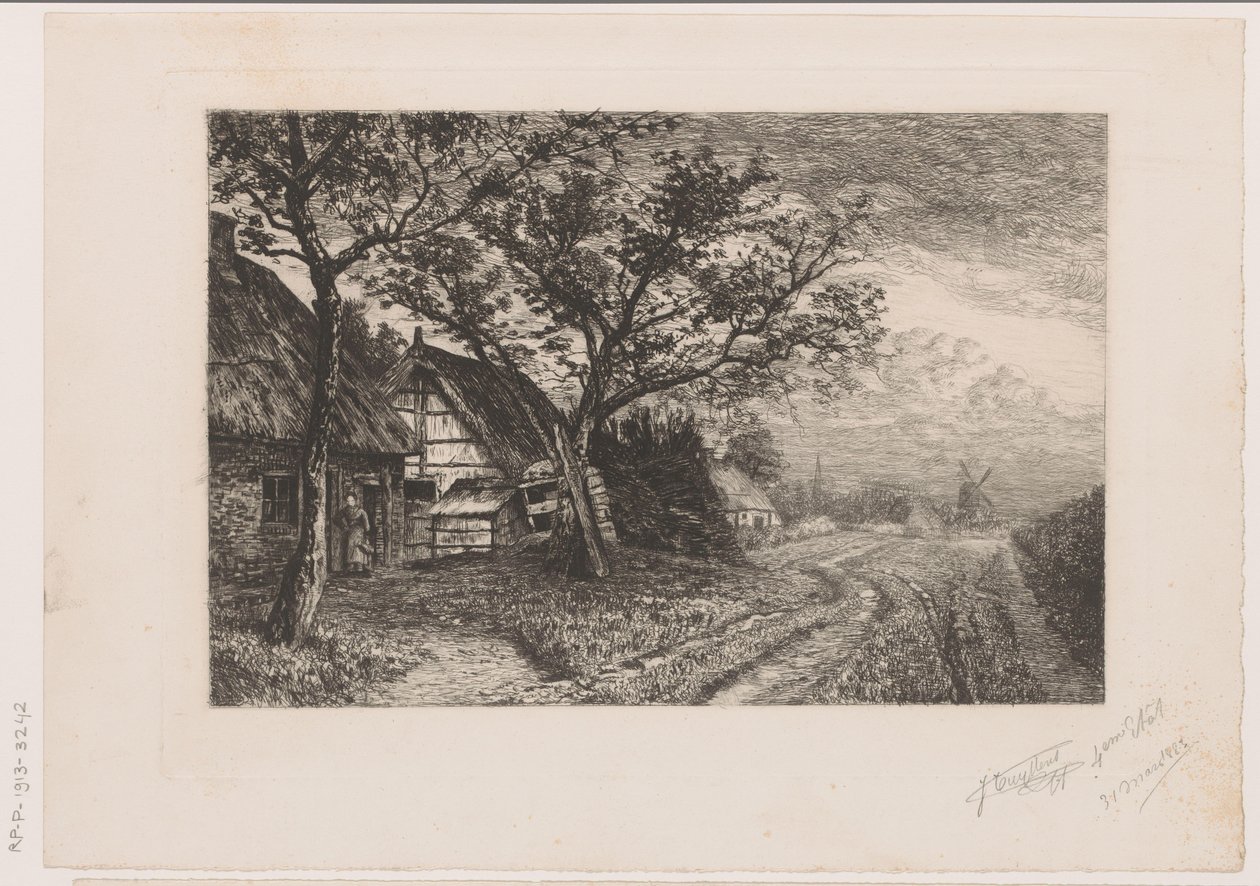 Táj a gazdaságok és a malom alkotó: Jerôme Tuyttens (signed by artist)