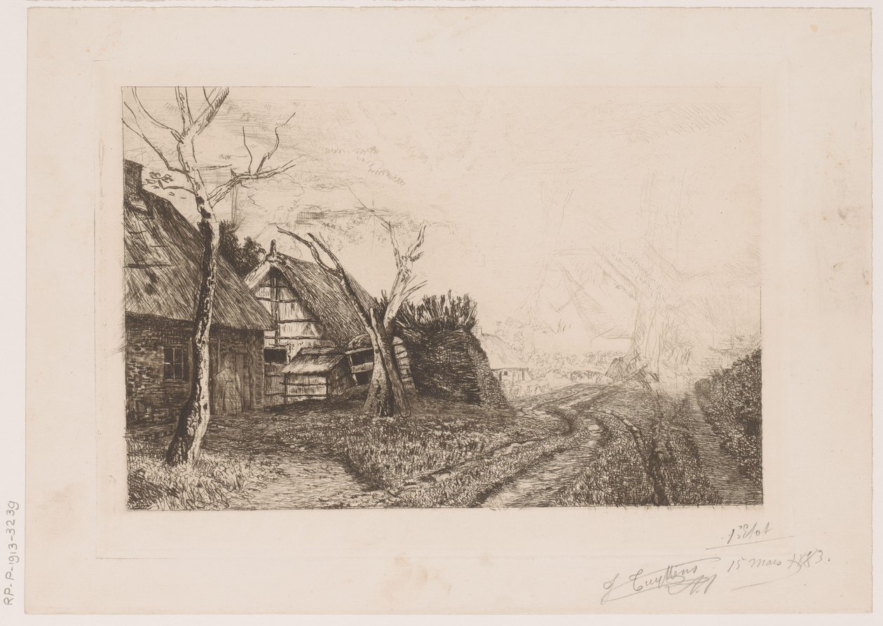 Táj a gazdaságok és a malom alkotó: Jerôme Tuyttens (signed by artist)