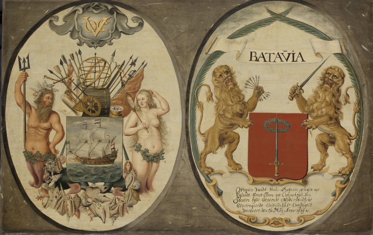 A Holland Kelet-Indiai Társaság és Batavia város fegyverei, 1651 alkotó: Jeronimus Becx