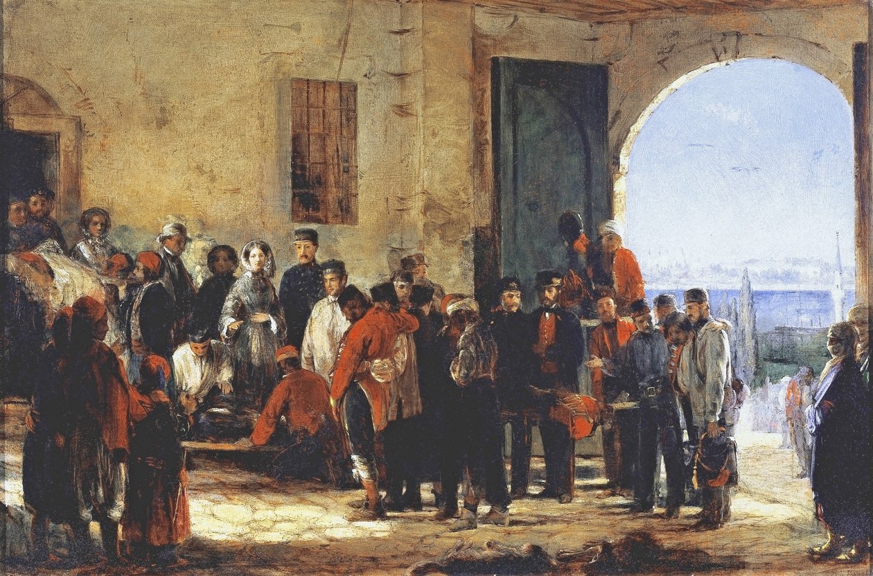 A krími háború: Florence Nightingale nővér a törökországi Scutari kórházban, 1856 alkotó: Jerry Barrett