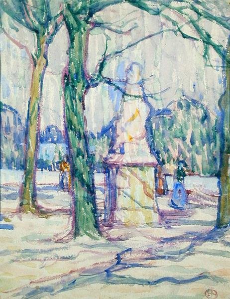 A Luxemburgi kertben, 1911 körül (akvarell, papír) alkotó: Jessica Stewart Dismorr