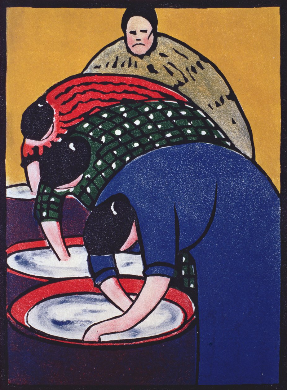 A mosónők felügyelője (linómetszet) alkotó: Jessie Mackintosh