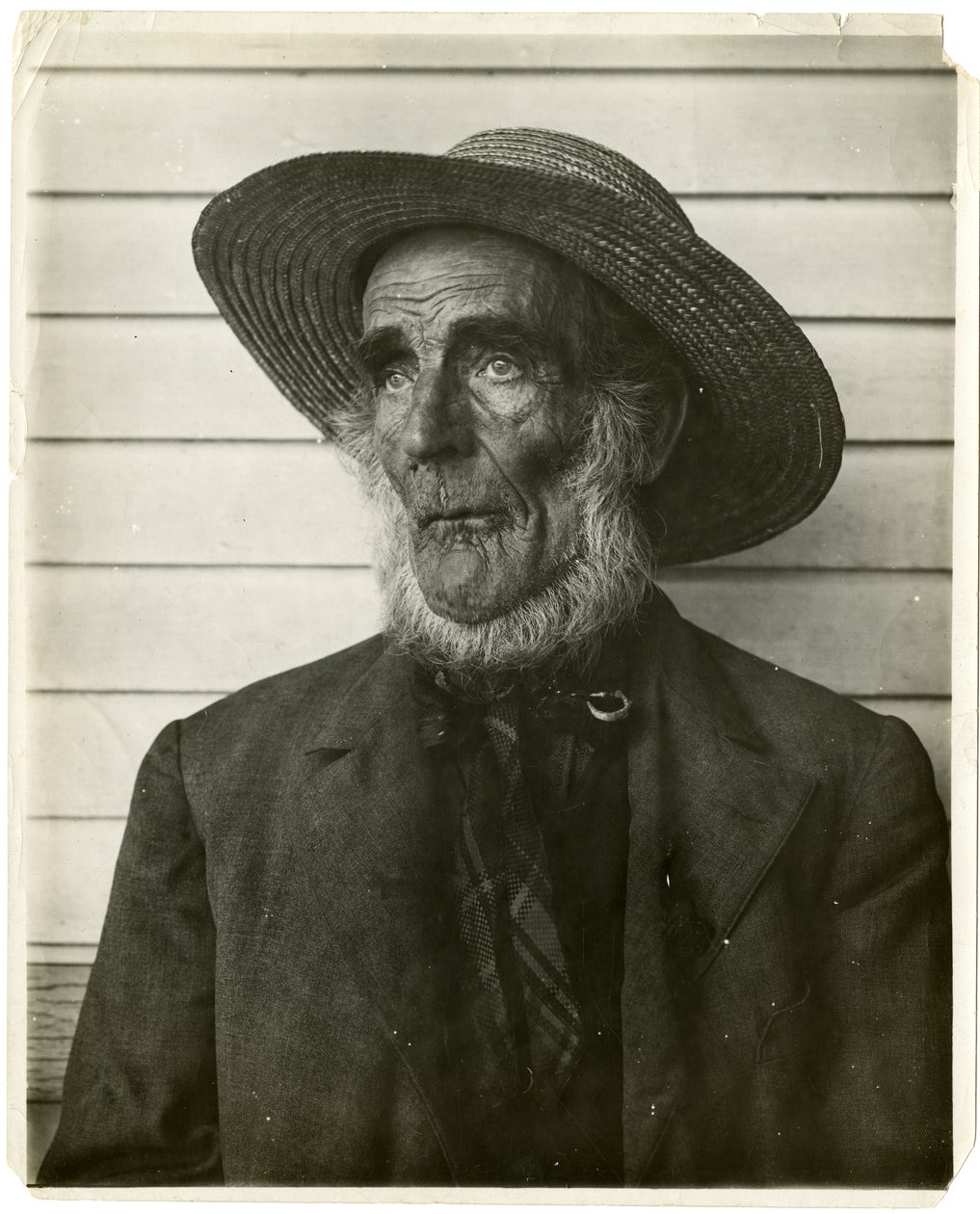 Öreg ember szalmakalapban, 1905-40 körül (zselatin ezüst fotó) alkotó: Jessie Tarbox Beals