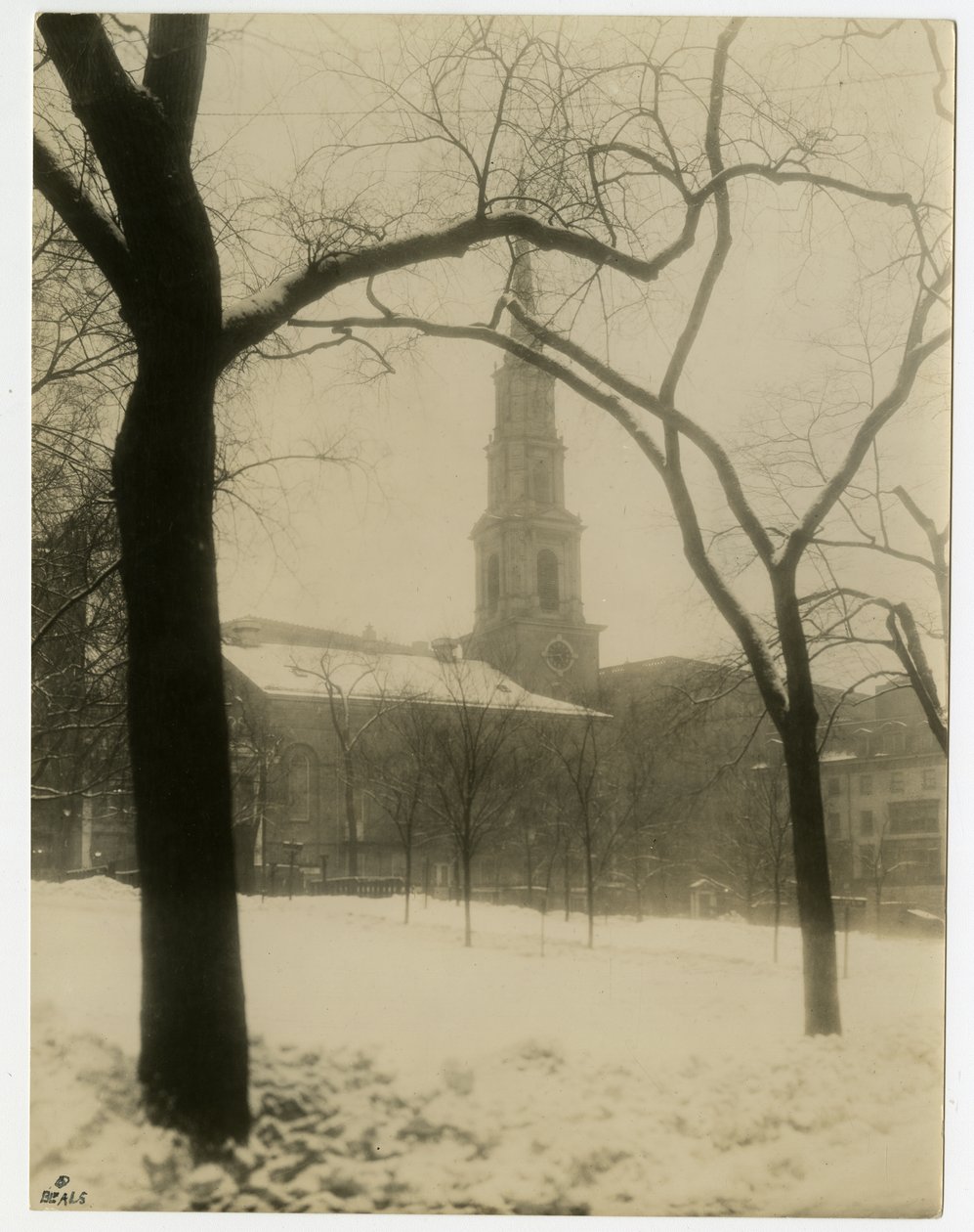 Park Street Church, Boston, USA, 1902-1910 körül (zselatin ezüst fotó) alkotó: Jessie Tarbox Beals
