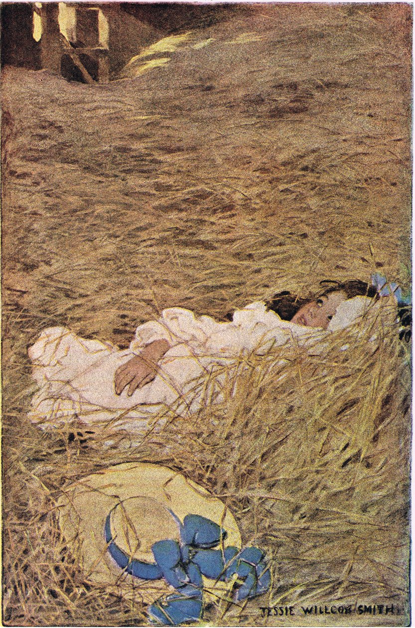 Egy lány szénapadlásban, Robert Louis Stevenson 1885-ben megjelent „A gyermek versek kertjéből” (színes litó) alkotó: Jessie Willcox Smith