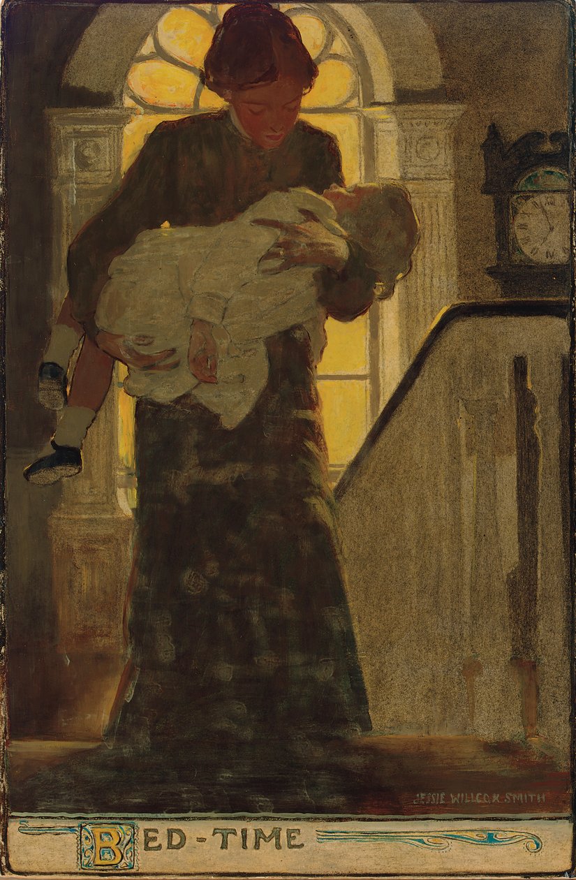 Bed-Time, 1902 körül (szén, akvarell és olaj, táblán) alkotó: Jessie Willcox Smith