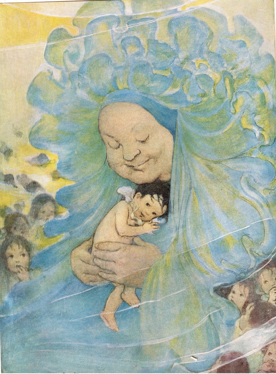 Mrs. Doasyou elengedné, illusztrációja Charles Kingsley tiszteletes „The Water Babies” című művéhez (színes litó) alkotó: Jessie Willcox Smith