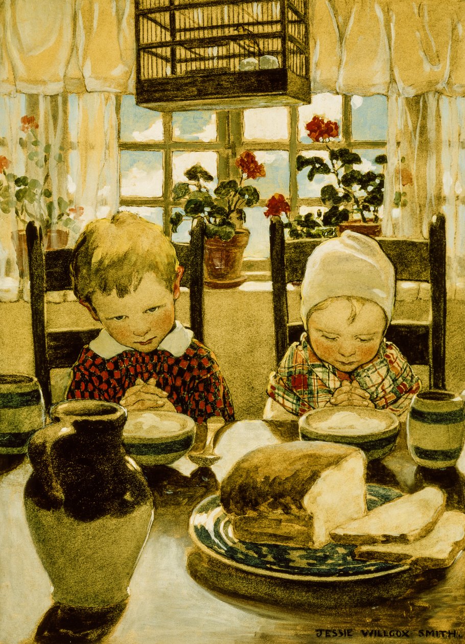 Imák a reggelinél (akvarell) alkotó: Jessie Willcox Smith