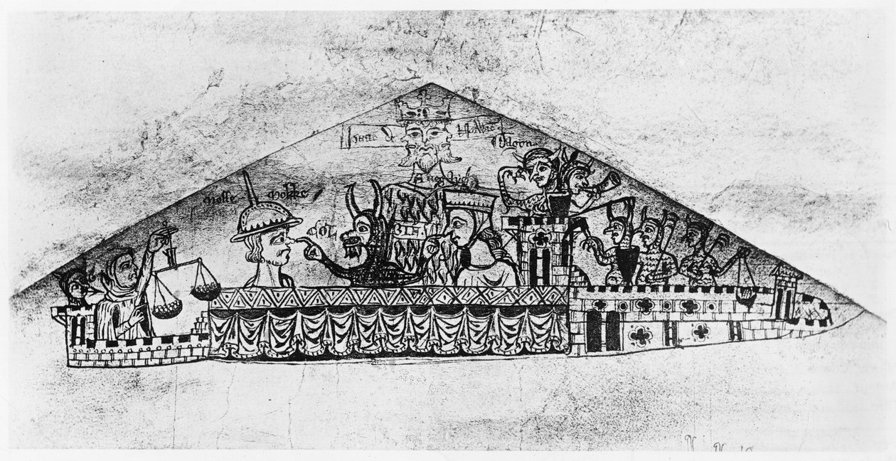 Karikatúra angol zsidókról, egy Haggadából, 12-13. század alkotó: Jewish School