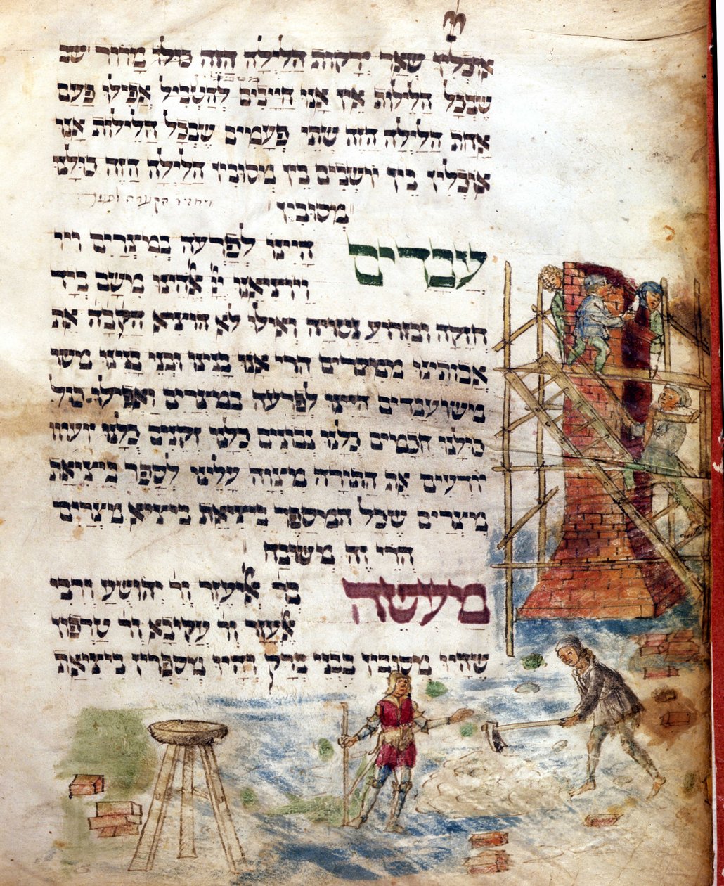 Építési terület. Egy Machazor oldala (héber imakönyv) alkotó: Jewish School