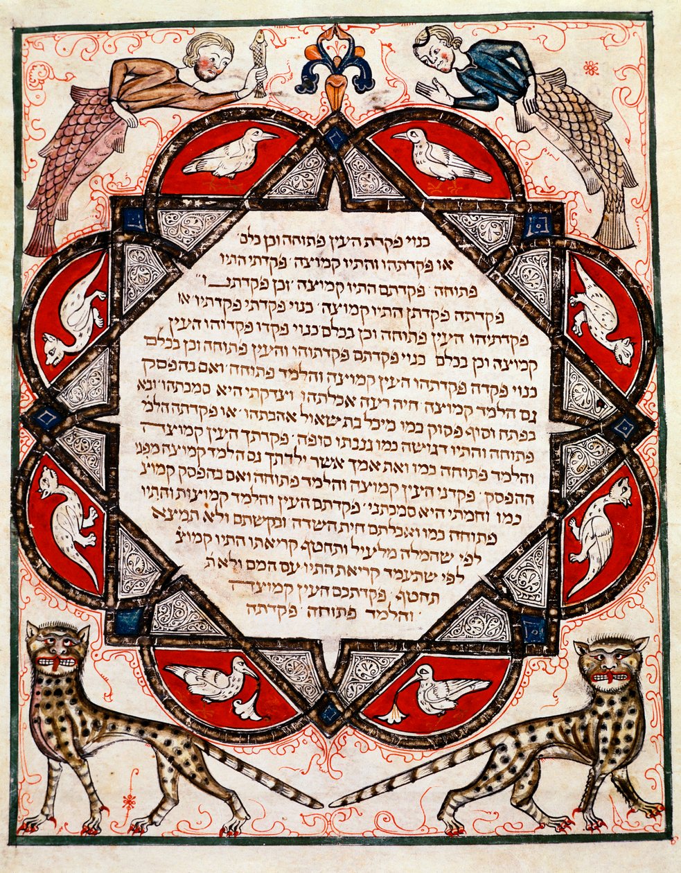 A Biblia Cervara redigee világító oldala héberül alkotó: Jewish School