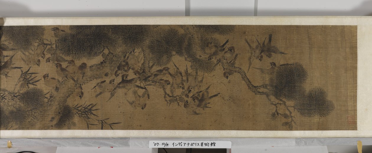 Száz madár (tinta és színek selyemen) alkotó: Jiang (after) Tingxi