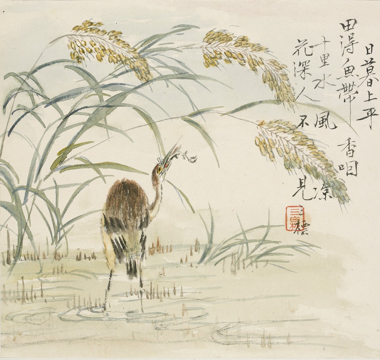 Egy halat evő kócsag, 1857 alkotó: Jin Yuan