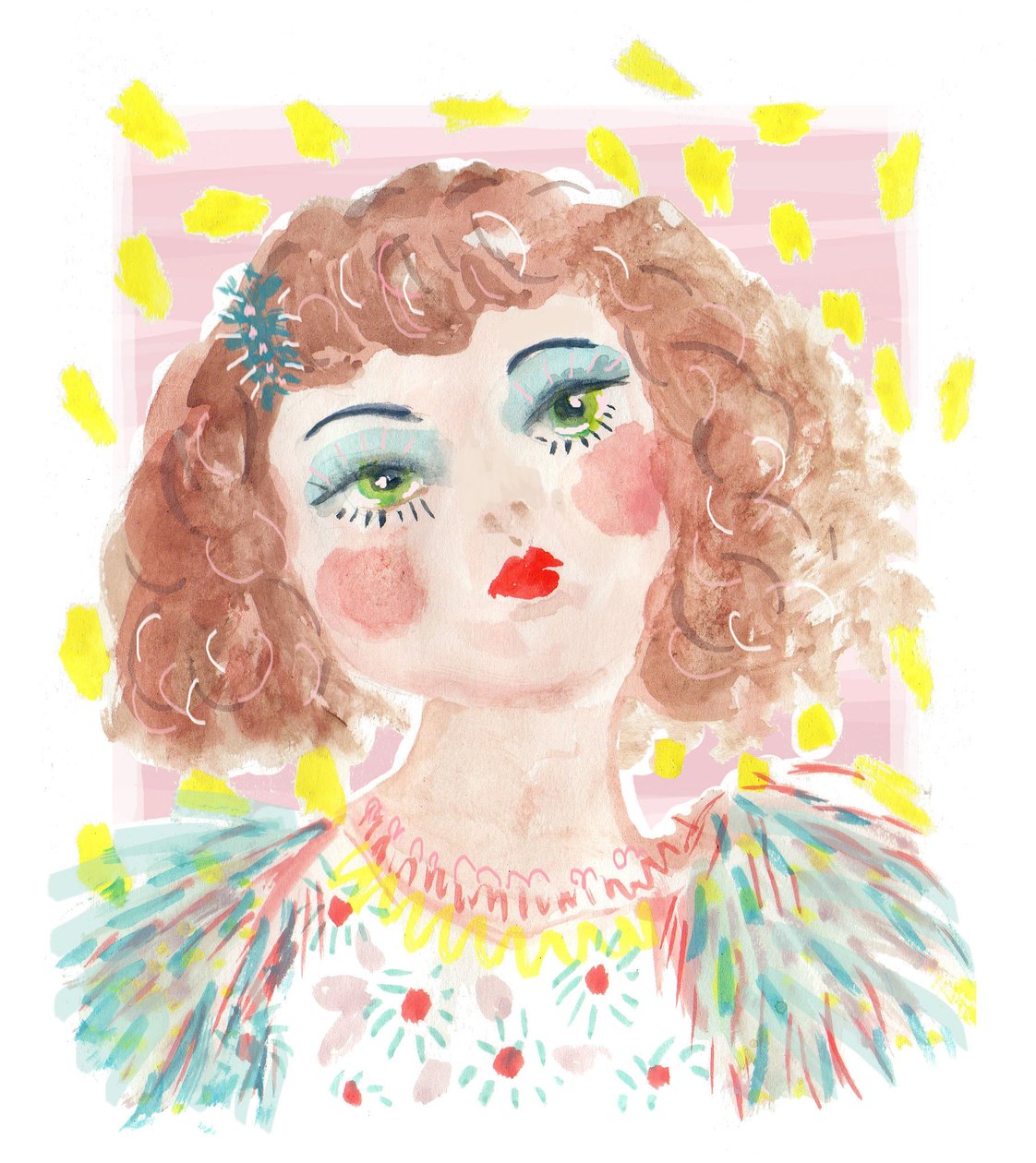 Vintage Doll 2, 2014 (akvarell, papír) alkotó: Jo Chambers