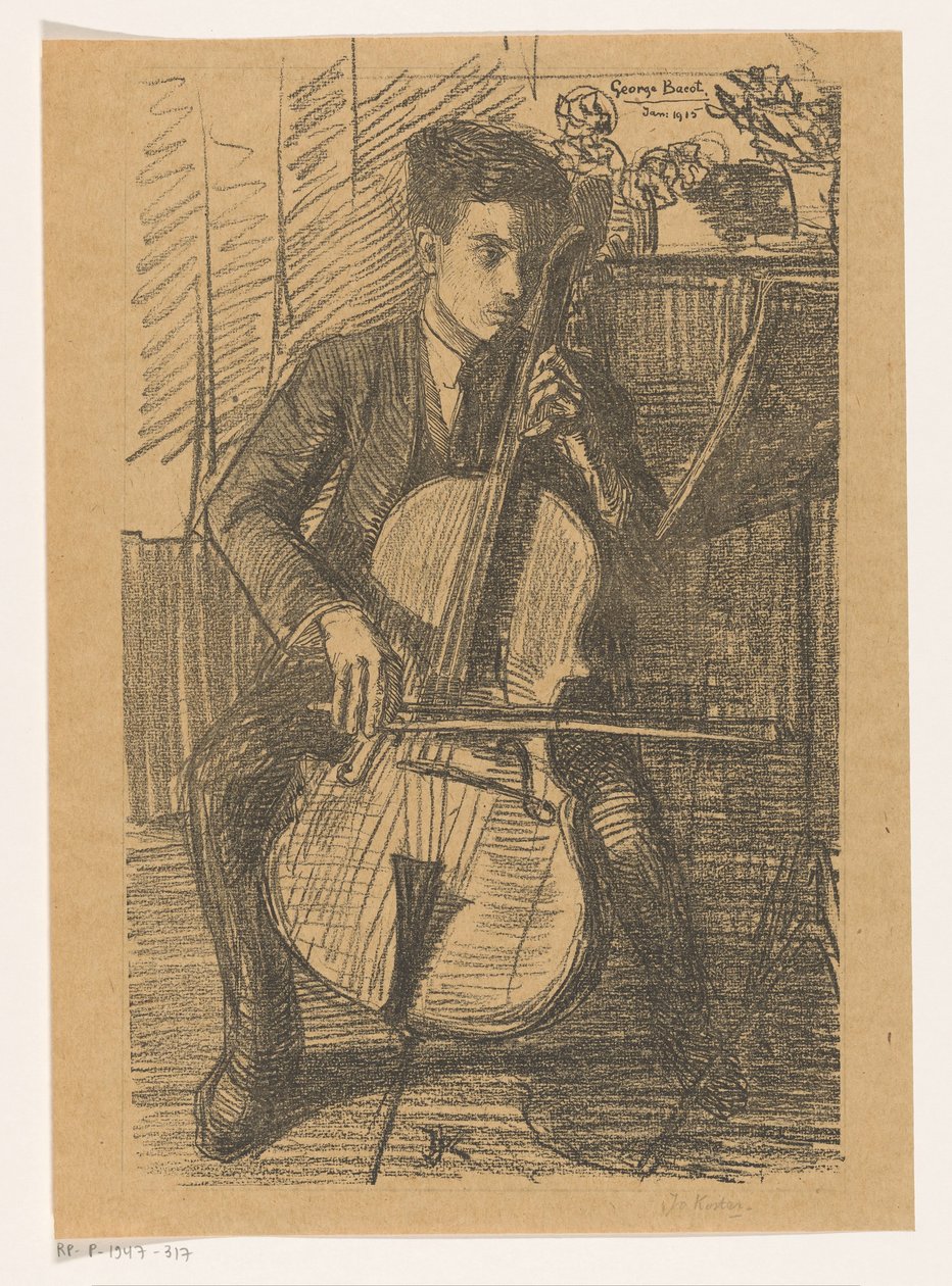 George Bacot csellón játszik alkotó: Jo Koster (signed by artist)