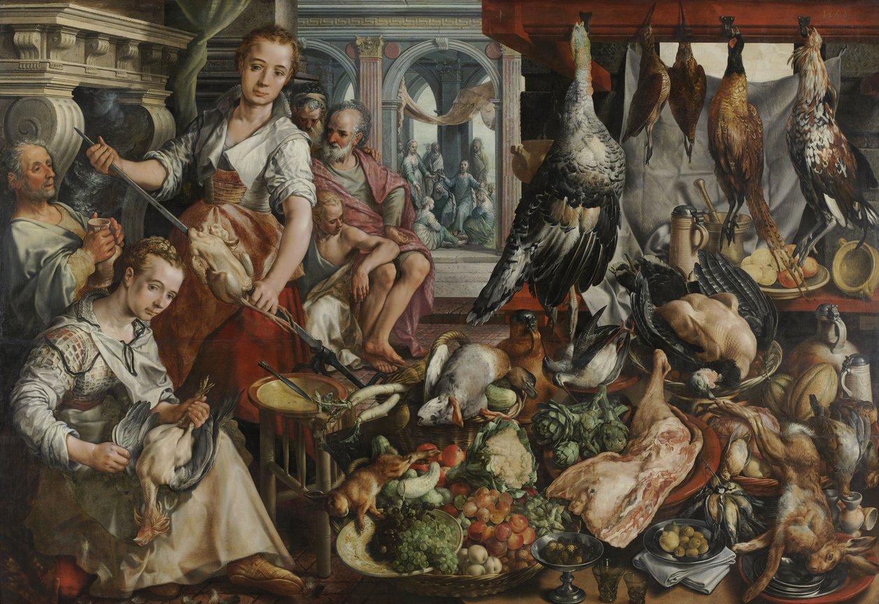A jól felszerelt konyha, 1566 alkotó: Joachim Beuckelaer