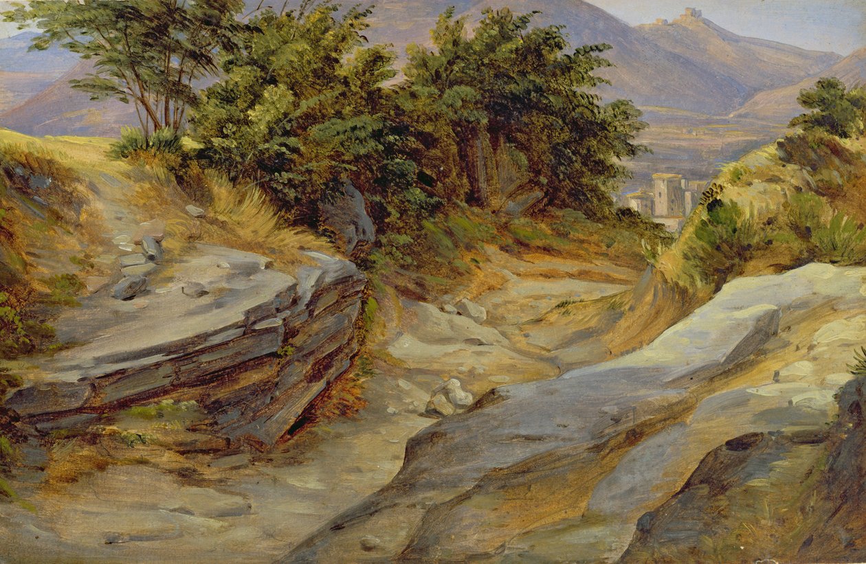 Olasz hegyvidéki táj, 1824 körül (wc, papír) alkotó: Joachim Faber