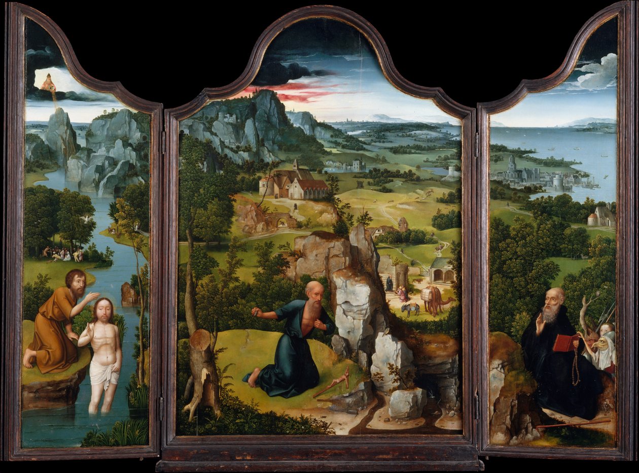 Szent Jeromos bűnbánata (triptichon) alkotó: Joachim Patinir