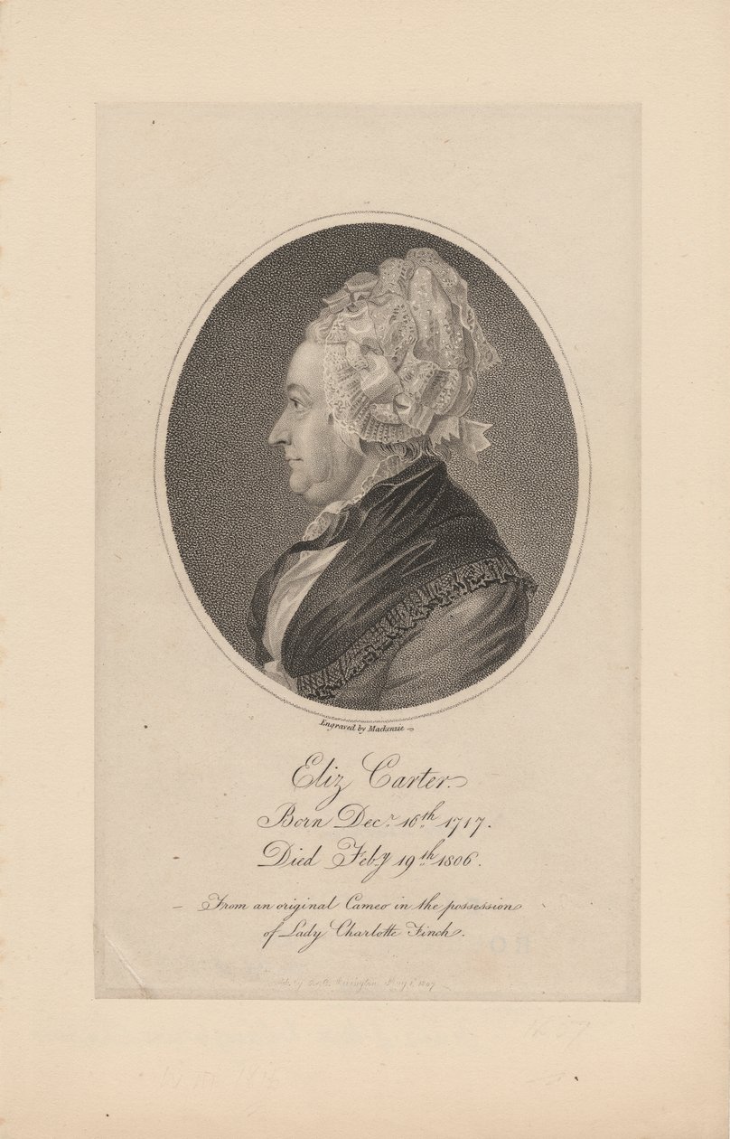 Elizabeth Carter, Mackenzie metszete, 1807 alkotó: Joachim Smith