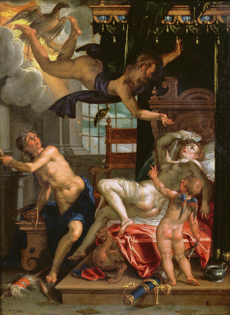 Jupiter és Danae (olaj, réz) alkotó: Joachim Wtewael or Utewael