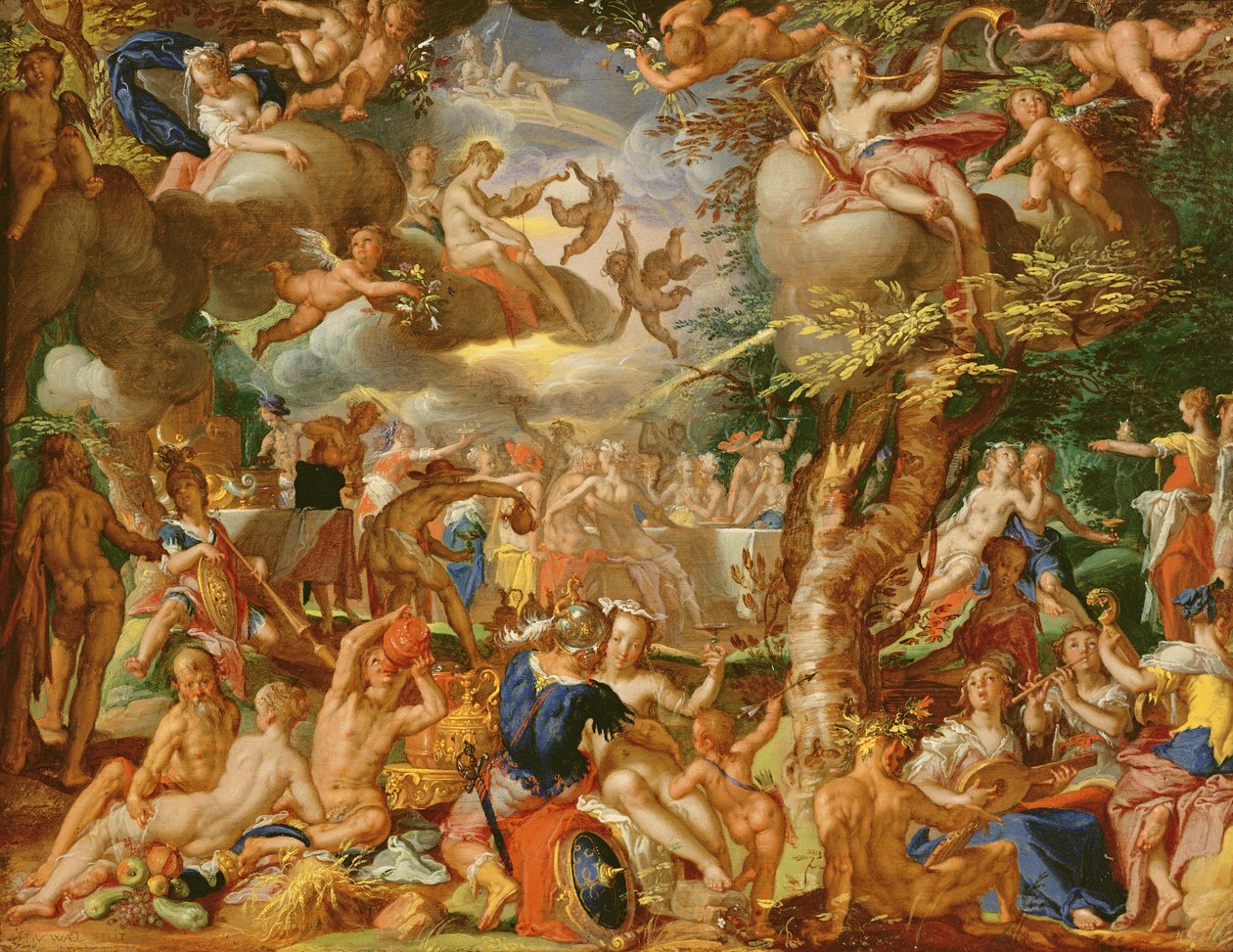 Ámor és Psyche esküvője (olaj a rézre) alkotó: Joachim Wtewael or Utewael