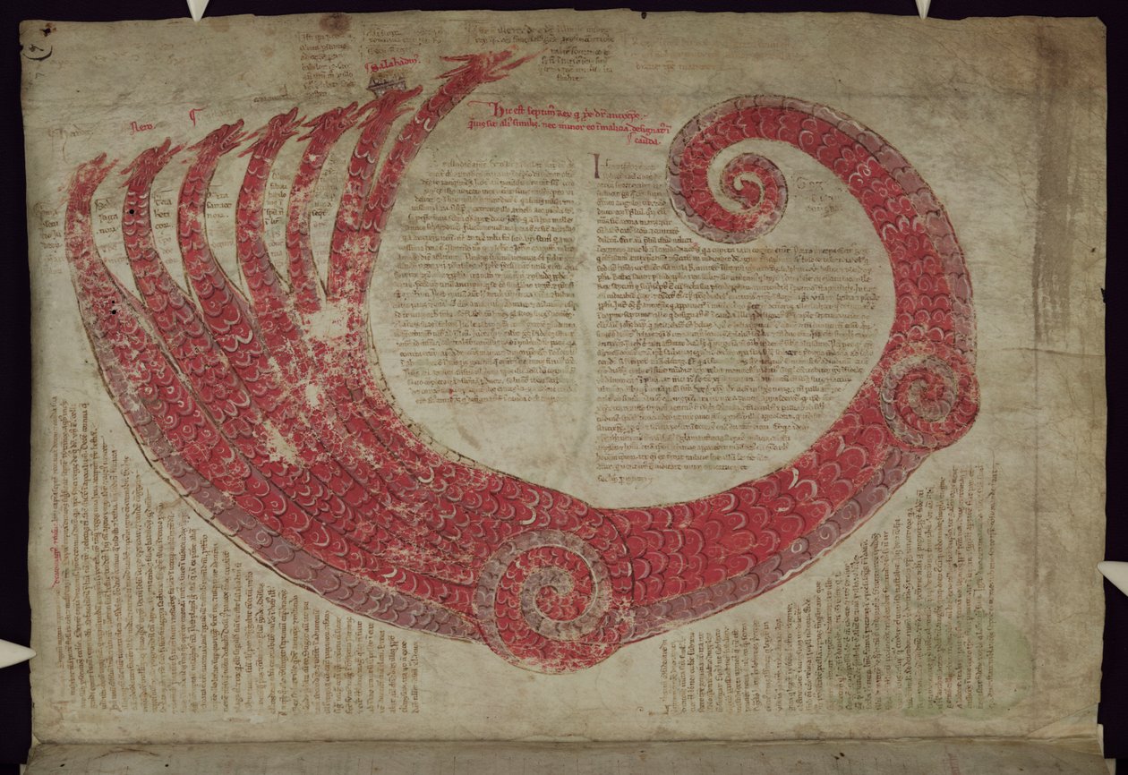 MS 255A fol.7r Fantasztikus lény, a Liber Figuarumból alkotó: Joachim of Fiore