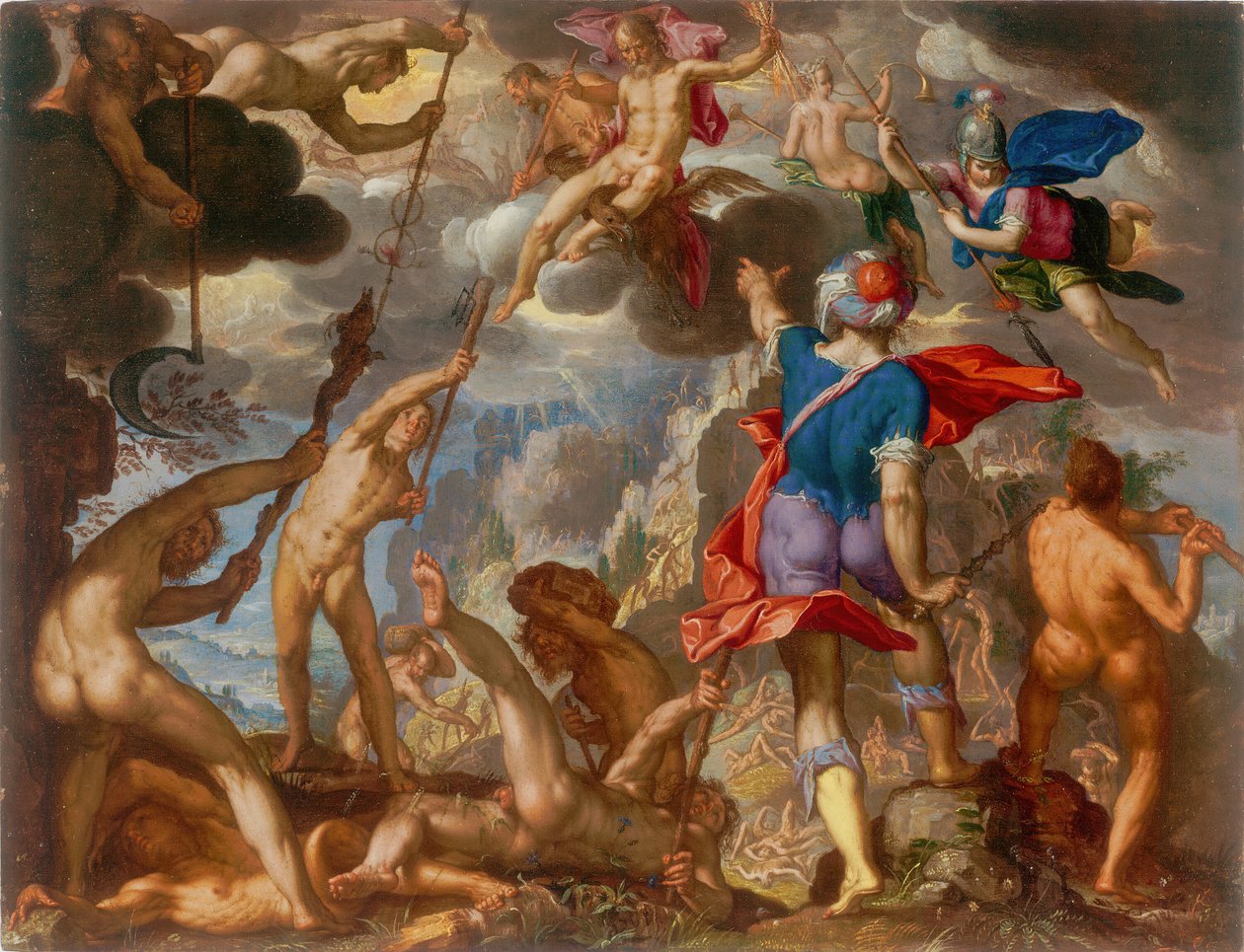Az istenek és az óriások harca c. 1608. alkotó: Joachim Anthonisz Wtewael