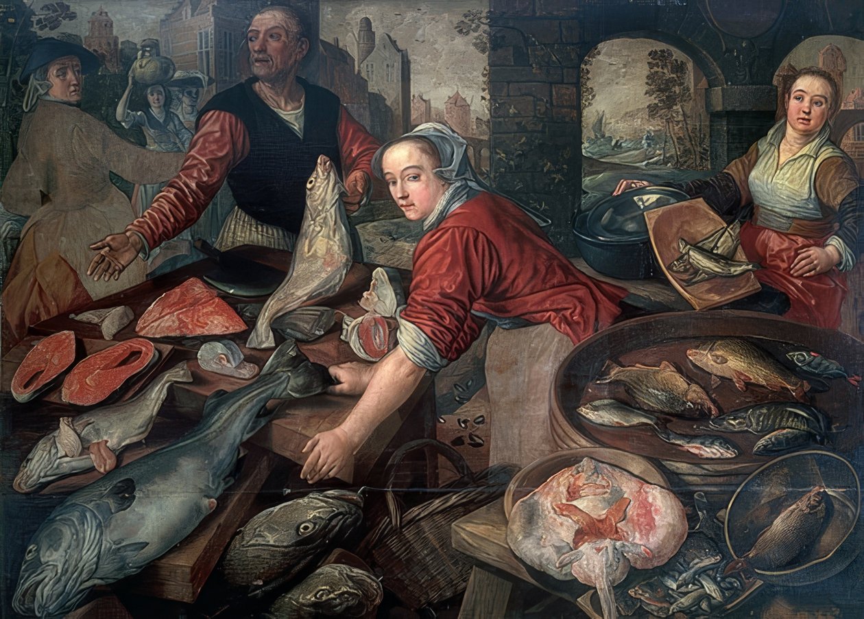 Fischmarkt. 1570 alkotó: Joachim Beuckelaer