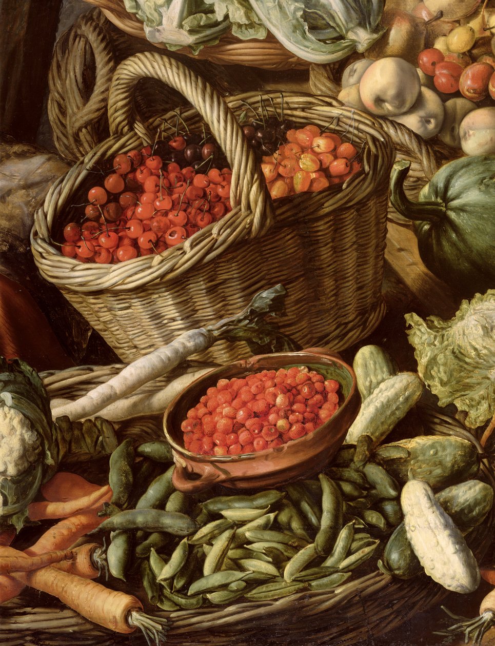 Csendélet részlete gyümölcsökkel, zöldségekkel és egy piaci nővel, 1564 (lásd: 247452 és 247451) alkotó: Joachim Beuckelaer