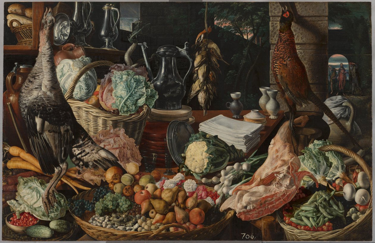 Konyhai jelenet Krisztussal Emmausban, 1560-1565 körül alkotó: Joachim Beuckelaer