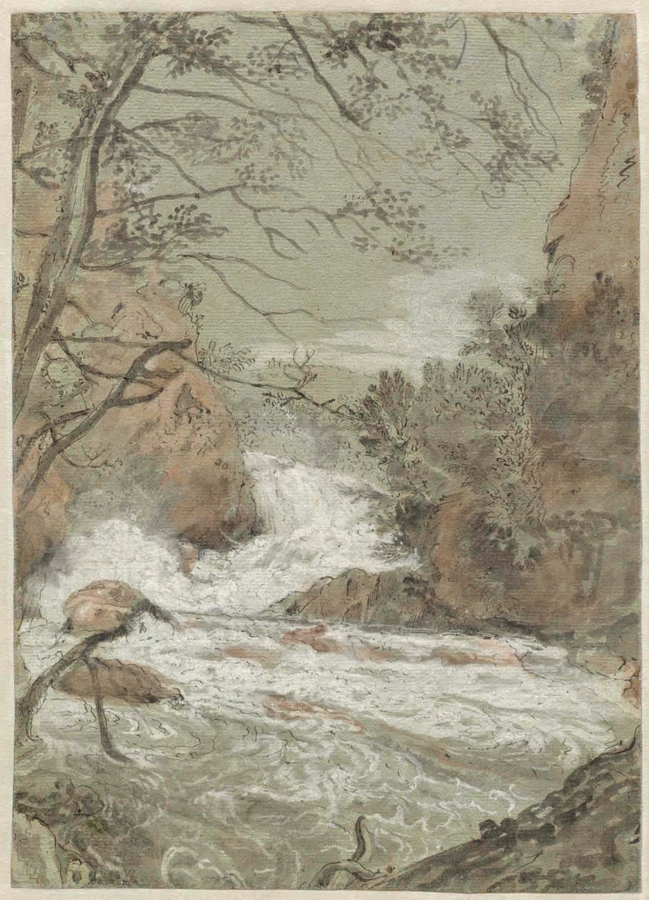 Folyói táj vízeséssel (recto) alkotó: Joachim Franz Beich