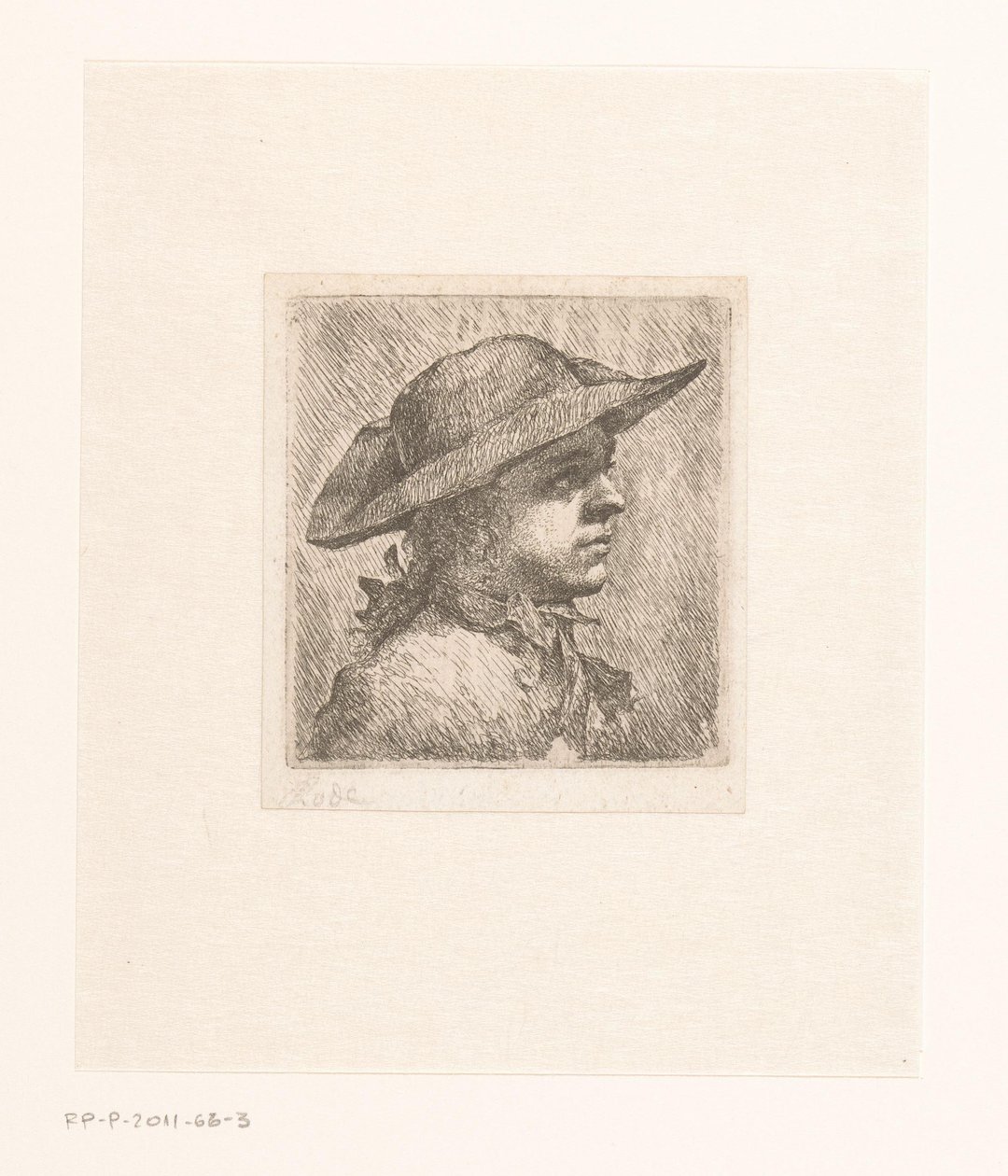 Egy kalapos fiatalember portréja alkotó: Joachim Martin Falbe (attributed to)