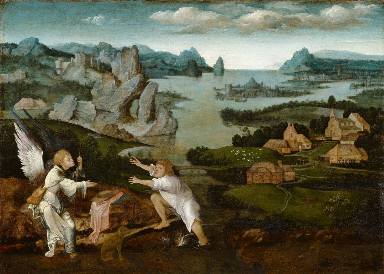 Táj Tóbiással és az angyallal alkotó: Joachim Patenier