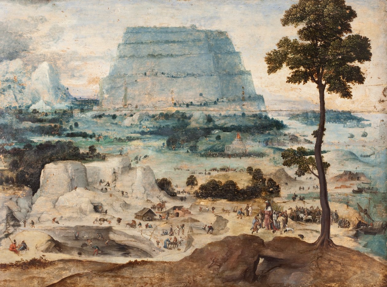 A bábeli torony építése, 1550 körül (olaj, tábla) alkotó: Joachim Patinir