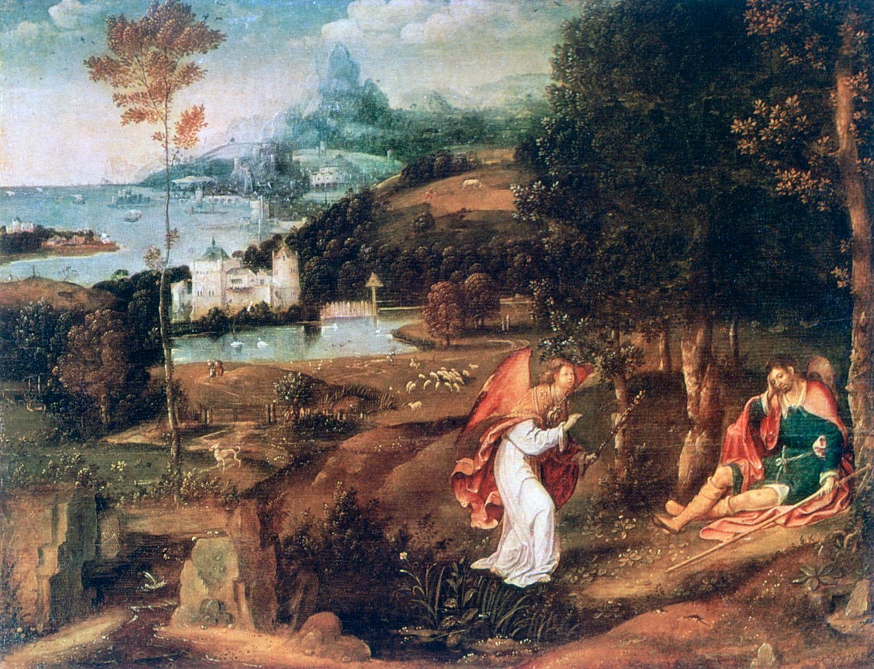 Tájjelenet Szent Rókussal, c1500-1524 alkotó: Joachim Patinir